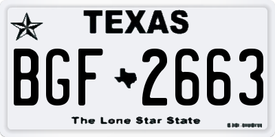 TX license plate BGF2663