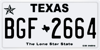 TX license plate BGF2664