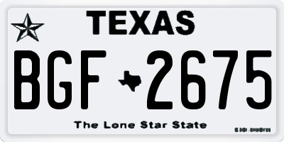 TX license plate BGF2675