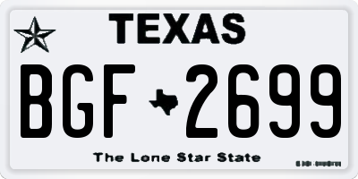 TX license plate BGF2699