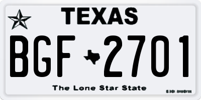 TX license plate BGF2701