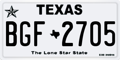 TX license plate BGF2705