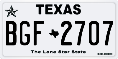 TX license plate BGF2707