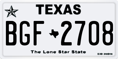 TX license plate BGF2708