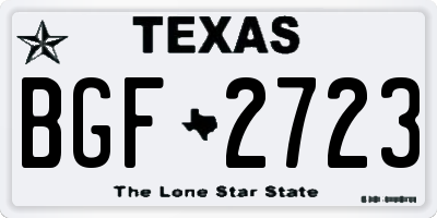 TX license plate BGF2723