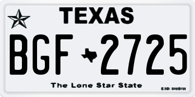 TX license plate BGF2725