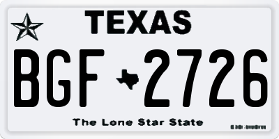 TX license plate BGF2726
