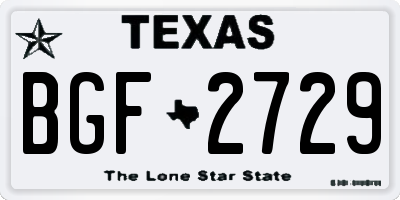 TX license plate BGF2729