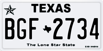 TX license plate BGF2734