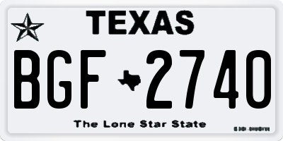 TX license plate BGF2740