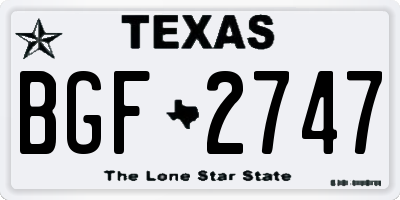 TX license plate BGF2747