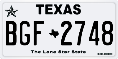 TX license plate BGF2748
