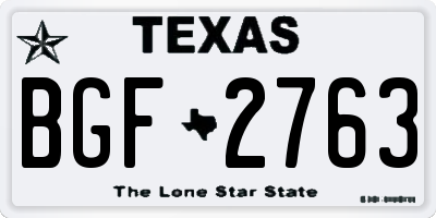 TX license plate BGF2763