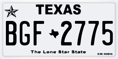 TX license plate BGF2775