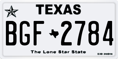 TX license plate BGF2784