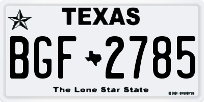 TX license plate BGF2785