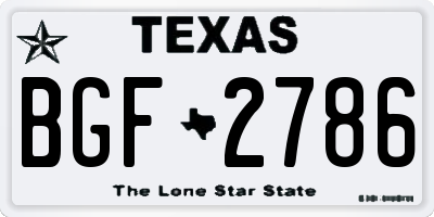TX license plate BGF2786