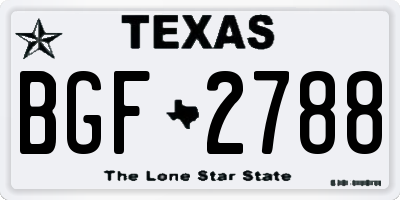 TX license plate BGF2788