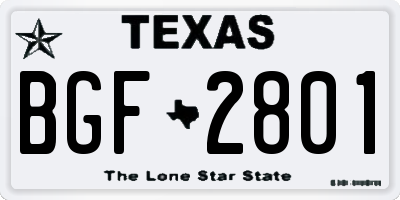 TX license plate BGF2801