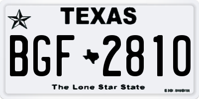 TX license plate BGF2810