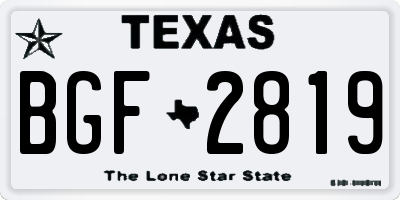 TX license plate BGF2819