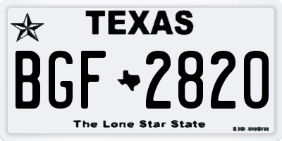 TX license plate BGF2820