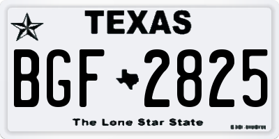 TX license plate BGF2825