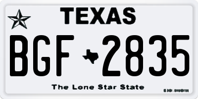 TX license plate BGF2835