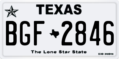 TX license plate BGF2846