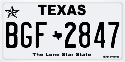 TX license plate BGF2847