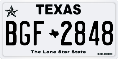 TX license plate BGF2848