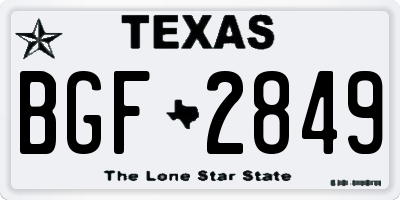 TX license plate BGF2849
