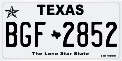 TX license plate BGF2852