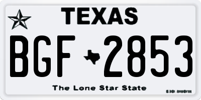 TX license plate BGF2853