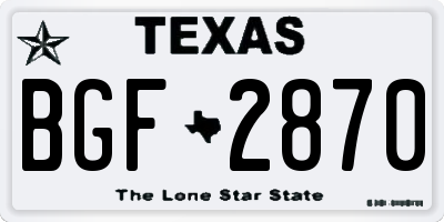 TX license plate BGF2870