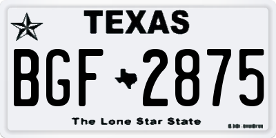 TX license plate BGF2875