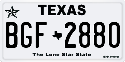 TX license plate BGF2880