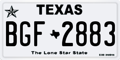 TX license plate BGF2883