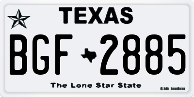 TX license plate BGF2885
