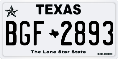 TX license plate BGF2893