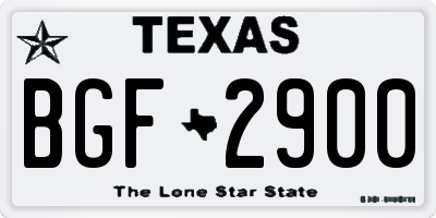 TX license plate BGF2900
