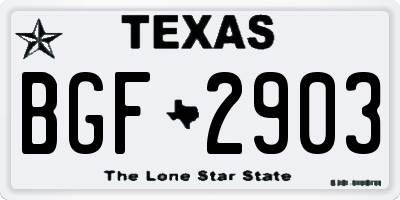 TX license plate BGF2903