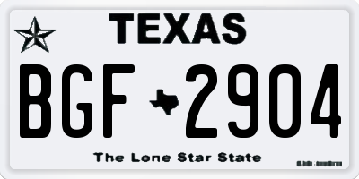 TX license plate BGF2904