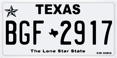 TX license plate BGF2917