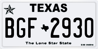 TX license plate BGF2930