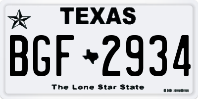 TX license plate BGF2934