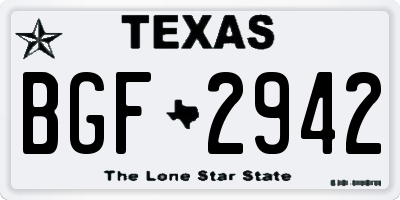 TX license plate BGF2942