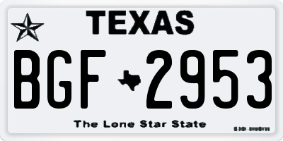 TX license plate BGF2953