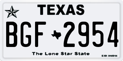 TX license plate BGF2954