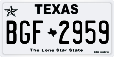 TX license plate BGF2959